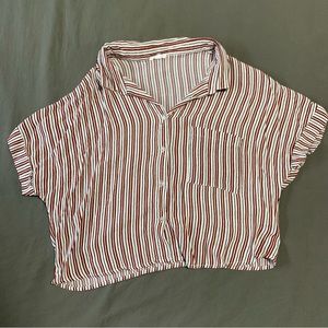 Stripped cropped button up blouse